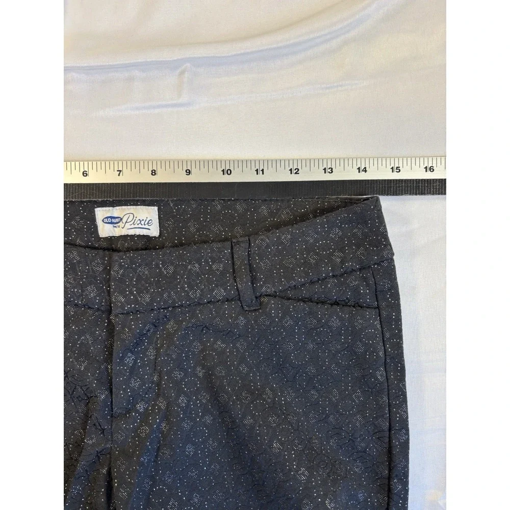 Old Navy Pixie Women's 2 Black Ankle Pants Textured Geometric Dot Workwear Chic
